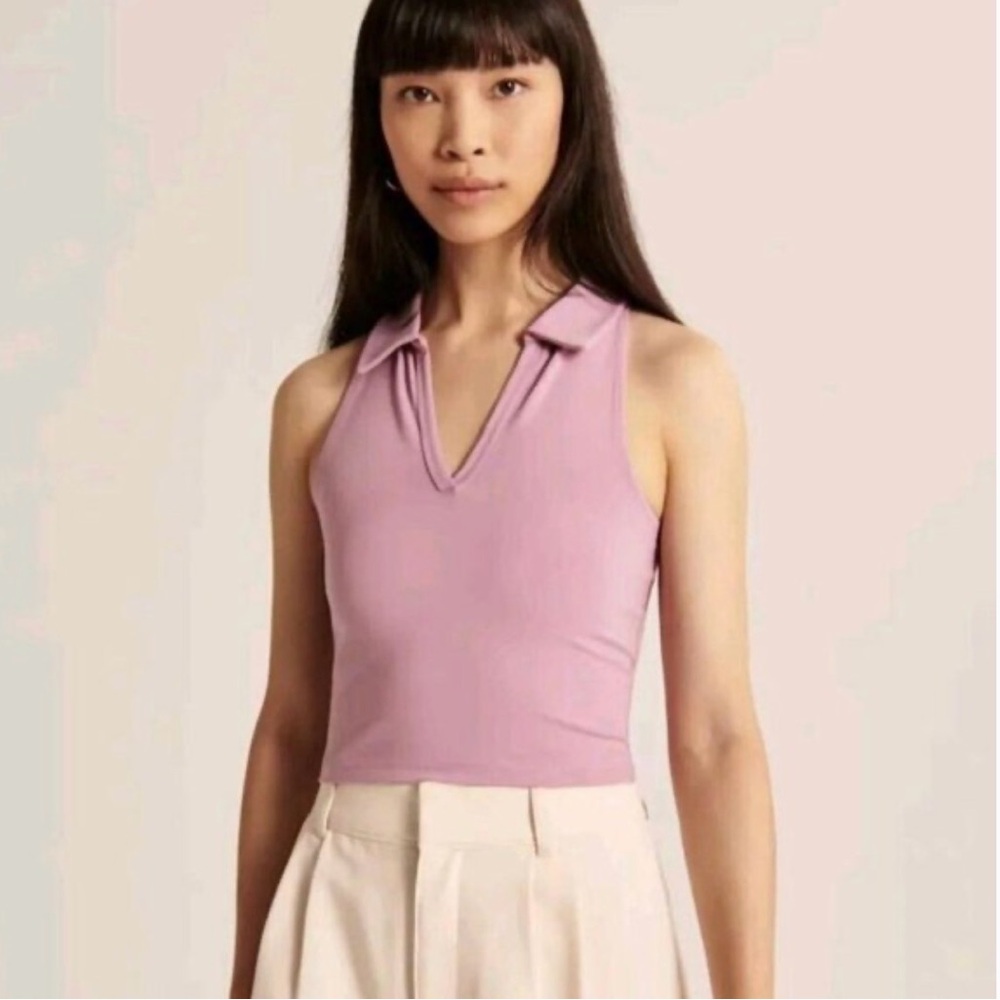 Abercrombie & Fitch Women’s Medium Soft Essentials Lavender Collared Tank Top